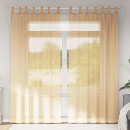 Voile Aizkari Ar Stieņu Kabatām, 2 Gab., Smilšu Krāsa Vidaxl