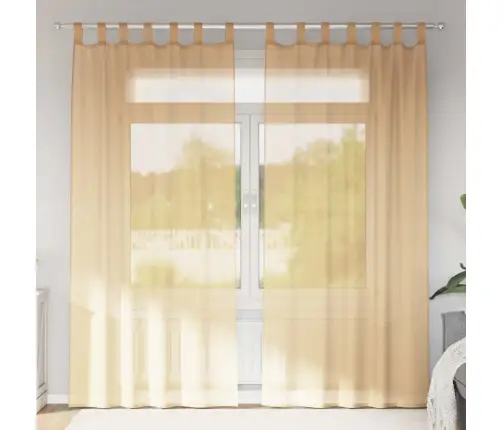 Voile Aizkari Ar Stieņu Kabatām, 2 Gab., Smilšu Krāsa Vidaxl
