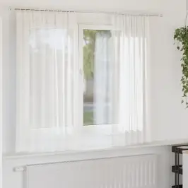 Voile Užuolaidos Su Strypų Kišenėmis, 2Vnt., Baltos Spalvos