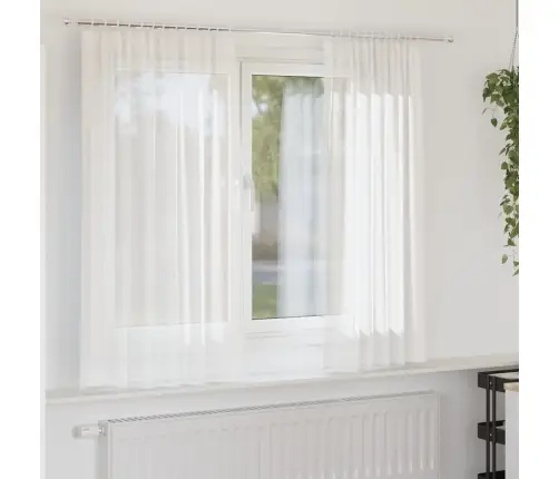 Voile Užuolaidos Su Strypų Kišenėmis, 2Vnt., Baltos Spalvos