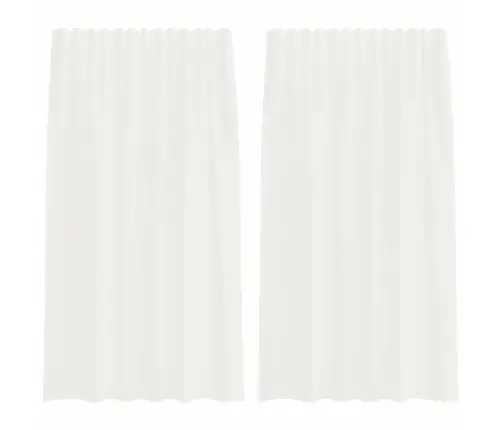 Voile Aizkari Ar Stieņu Kabatām, 2 Gab., Balti Vidaxl