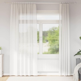 Voile Aizkari Ar Stieņu Kabatām, 2 Gab., Balti Vidaxl