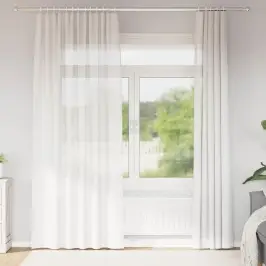 Voile Aizkari Ar Stieņu Kabatām, 2 Gab., Balti Vidaxl