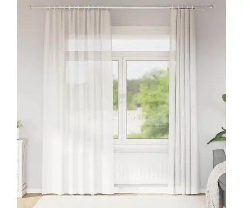 Voile Aizkari Ar Stieņu Kabatām, 2 Gab., Balti Vidaxl