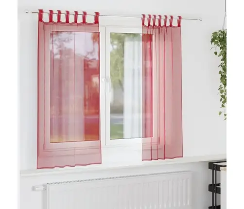 Voile Kardinad Varrastega Taskutega 2 Tk Veinipunane