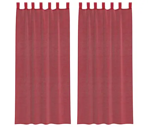 Voile Aizkari Ar Stieņu Kabatām, 2 Gab., Vīnsarkani Vidaxl