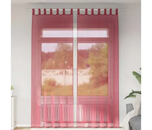 Voile Užuolaidos Su Strypų Kišenėmis, 2Vnt., Raudonojo Vyno Sp.