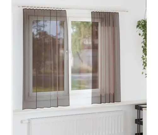 Voile Užuolaidos Su Viršutine Dalimi, 2Vnt., Rudos Spalvos