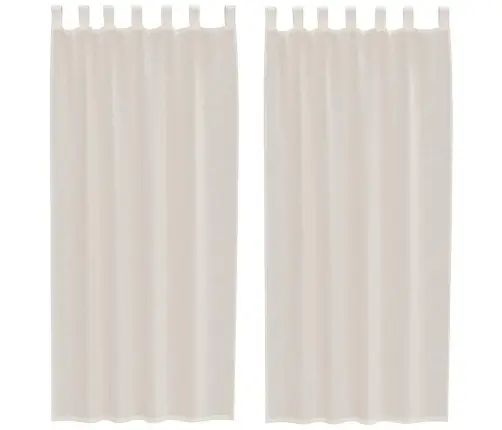 Voile Aizkari Ar Cilni, 2 Gab., Krēmkrāsa Vidaxl