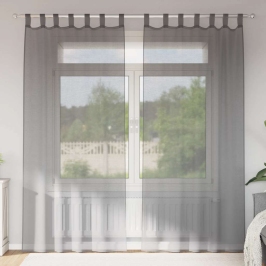 Voile Aizkari Ar Cilpām, 2 Gab., Tumši Pelēki, 140X225 Cm Vidaxl