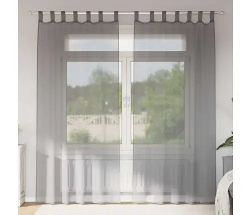 Voile Aizkari Ar Cilpām, 2 Gab., Tumši Pelēki, 140X225 Cm Vidaxl