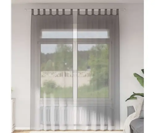 Voile Aizkari Ar Cilpām, 2 Gab., Tumši Pelēki, 140X260 Cm Vidaxl