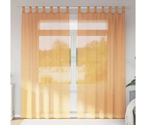 Voile Aizkari Ar Cilpām, 2 Gab., Oranži, 140X245 Cm Vidaxl