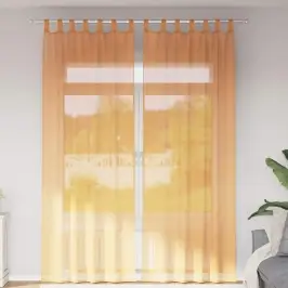 Voile Aizkari Ar Cilpām, 2 Gab., Oranži, 140X260 Cm Vidaxl