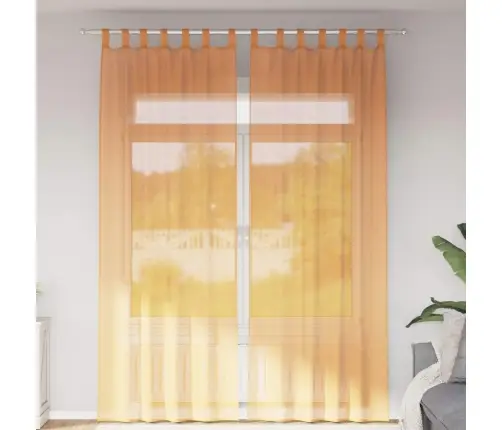 Voile Aizkari Ar Cilpām, 2 Gab., Oranži, 140X260 Cm Vidaxl