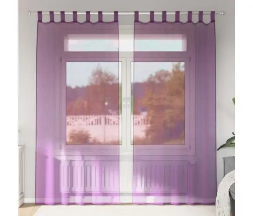 Voile Užuolaidos Su Kilpomis, 2Vnt., Violetinės Sp., 140X245Cm