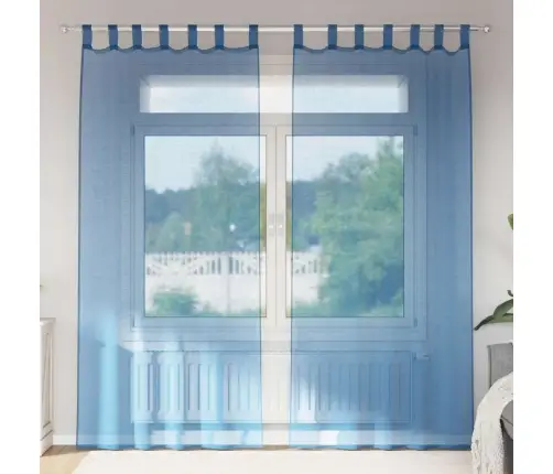 Voile Aizkari Ar Cilpām, 2 Gab., Koši Zili, 140X245 Cm Vidaxl