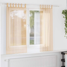 Voile Aizkari Ar Cilpām 2 Gab Smiltis 140X175 Cm Vidaxl