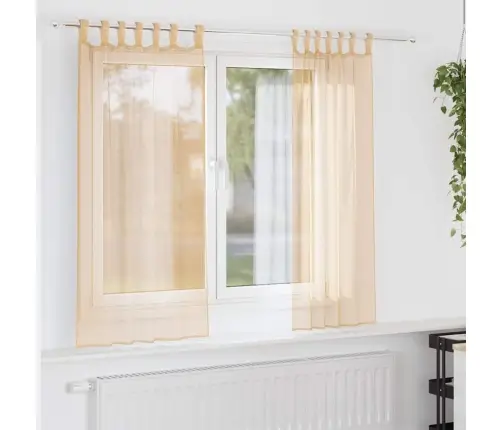 Voile Aizkari Ar Cilpām 2 Gab Smiltis 140X175 Cm Vidaxl