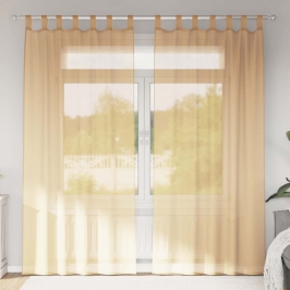 Voile Užuolaidos Su Kilpomis, 2Vnt., Smėlio Spalvos, 140X225Cm
