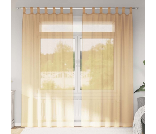 Voile Užuolaidos Su Kilpomis, 2Vnt., Smėlio Spalvos, 140X225Cm