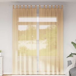 Voile Užuolaidos Su Kilpomis, 2Vnt., Smėlio Spalvos, 140X260Cm