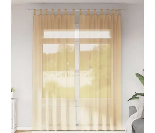 Voile Aizkari Ar Cilpām 2 Gab Smiltis 140X260 Cm Vidaxl