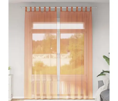 Voile Aizkari Ar Cilpām 2 Gab Terakota 140X260 Cm Vidaxl