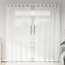 Voile Užuolaidos Su Kilpomis, 2Vnt., Baltos Spalvos, 140X245Cm