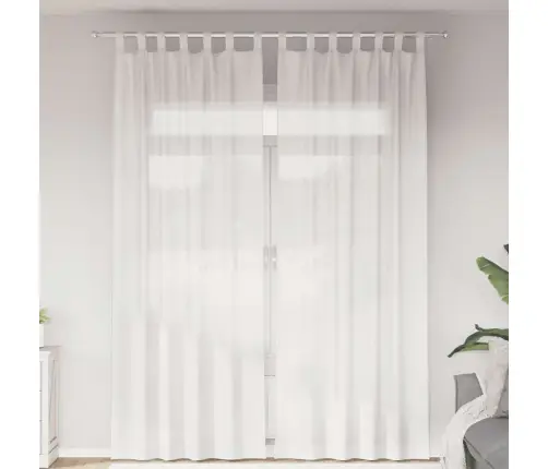 Voile Aizkari Ar Cilpām 2 Gab Balts 140X260 Cm Vidaxl