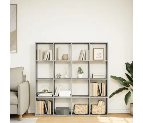 Grāmatu Plaukts Pelēka Koka 137,5X29X137,5 Cm Inženierijas Koks Vidaxl