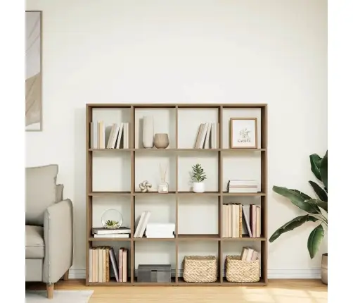 Grāmatu Plaukts Koka Krāsā 137,5X29X137,5 Cm Inženierijas Koks Vidaxl