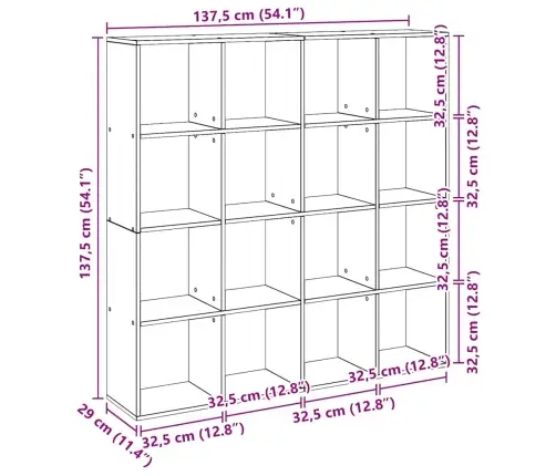 Grāmatu Plaukts Koka Krāsā 137,5X29X137,5 Cm Inženierijas Koks Vidaxl