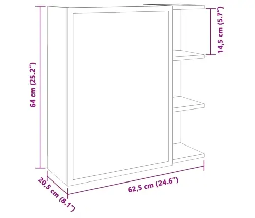 Vannitoa Peegelkapp Artisan Tamm 62,5X20,5X64 Cm Ehituspuit