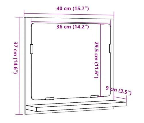 Vannitoa Peegelkapp Artisan Tamm 40X11X37 Cm Ehituspuit