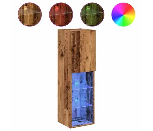 Tv Skapīši Ar Led, 2 Gab., Veca Koka, 30,5X30X102 Cm Vidaxl