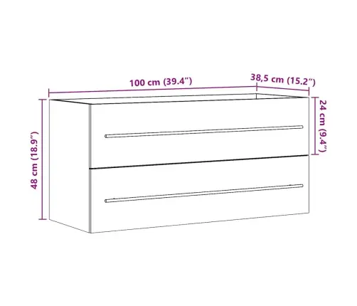 Izlietnes Skapītis, Ozolkoka, 100X38,5X48 Cm, Skaidu Plāksne Vidaxl