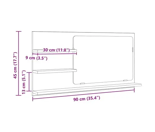 Vannasistabas Spoguļskapītis, 90X11X45 Cm, Inženierijas Koks Vidaxl