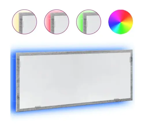 Vannasistabas Spogulis Ar Led, Pelēka Koka, 100X8,5X37 Cm, Koks Vidaxl