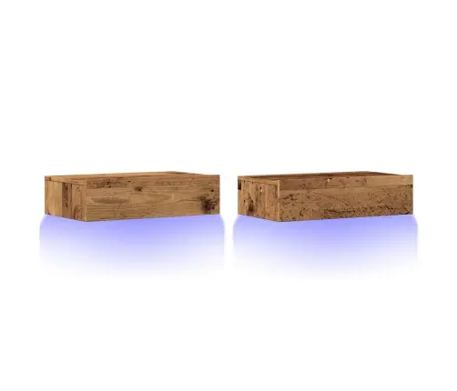 Tv Skapīši Ar Led Apgaismojumu, 2 Gab., Veca Koka, 60X35X15,5Cm Vidaxl