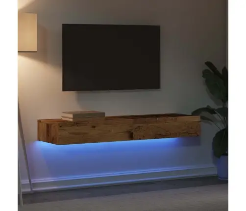 Tv Skapīši Ar Led Apgaismojumu, 2 Gab., Veca Koka, 60X35X15,5Cm Vidaxl