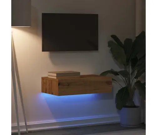 Tv Skapītis Ar Led Gaismiņām, Koka Krāsa, 60X35X15,5 Cm Vidaxl