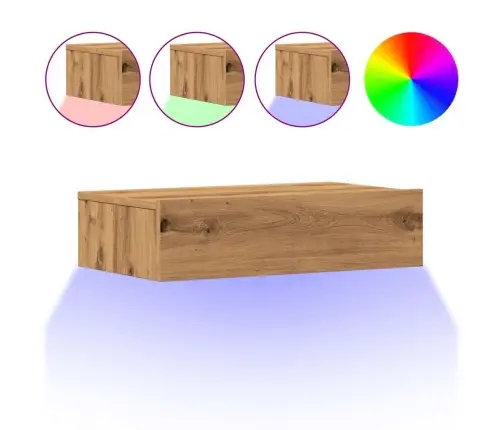 Tv Plaukti Ar Led Lampiņām 2Gab 60X35X15,5Cm Ozolkoka Amatnieks Vidaxl