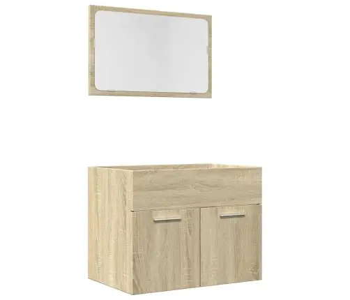 Vonios Baldų Komplektas, 2 Dalių, Ąžuolo, Apdirbta Mediena