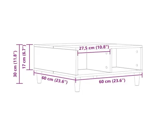 Kafijas Galdiņš, Koka Krāsa, 60X60X30 Cm, Inženierijas Koks Vidaxl