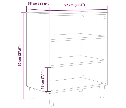 Kumode, Koka Krāsa, 57X35X75 Cm, Inženierijas Koks Vidaxl