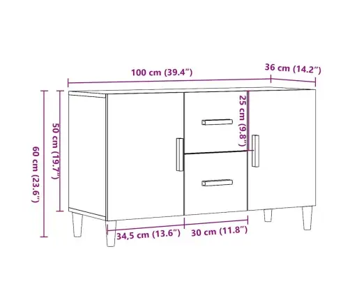 Puhvetkapp, Vana Puit, 100 X 36 X 60 cm Tehispuit