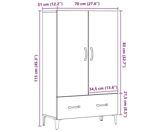 Augstais Skapītis Ozola Amatnieks 70X31X115Cm Inženierijas Koks Vidaxl Augstais Skapītis Ozola Amatnieks 70X31X115Cm Inženierijas Koks Vidaxl