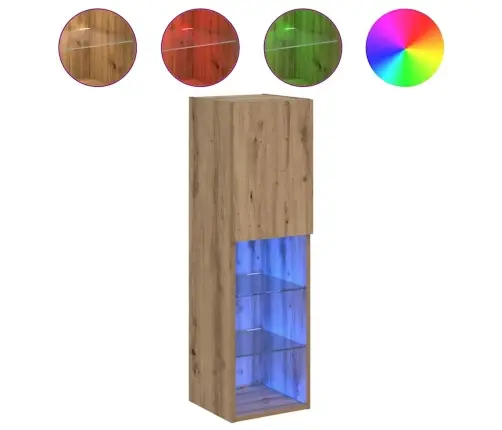 Tv Galdiņš Ar Led Lampiņām, Koka Krāsa, 30,5X30X102 Cm Vidaxl