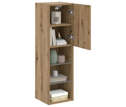 Tv Spintelės Su Led, 2Vnt., Rudos Ąžuolo, 30,5X30X102Cm